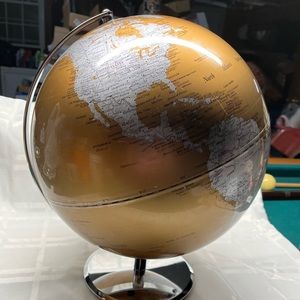Gold and Silver Globe with Chrome Base